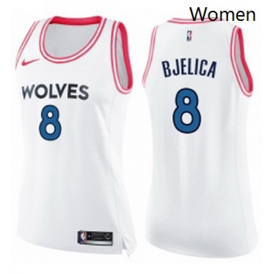 Womens Nike Minnesota Timberwolves 8 Nemanja Bjelica Swingman WhitePink Fashion NBA Jersey Womens Nike Minnesota Timberwolves 8 Nemanja Bjelica Swingman WhitePink Fashion NBA Jersey