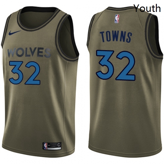 Youth Nike Minnesota Timberwolves 32 Karl Anthony Towns Swingman Green Salute to Service NBA Jersey Youth Nike Minnesota Timberwolves 32 Karl Anthony Towns Swingman Green Salute to Service NBA Jersey