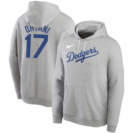 Los Angeles Dodgers 17 Shohei Ohtani Grey Name 26 Number Pullover Hoodie Los Angeles Dodgers 17 Shohei Ohtani Grey Name 26 Number Pullover Hoodie