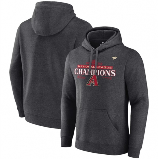 Men Arizona Diamondbacks Heather Charcoal 2023 National League Champions Locker Room Pullover Hoodie Men Arizona Diamondbacks Heather Charcoal 2023 National League Champions Locker Room Pullover Hoodie