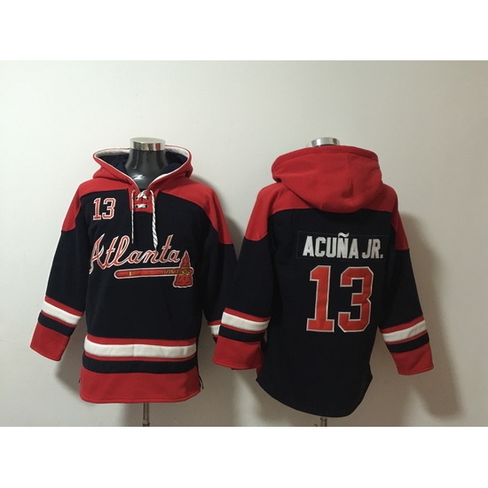 Men Atlanta Braves 13 Ronald Acuna Jr Stitched Hoodie Men Atlanta Braves 13 Ronald Acuna Jr Stitched Hoodie