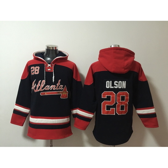 Men Atlanta Braves 28 Matt Olson Stitched Hoodie Men Atlanta Braves 28 Matt Olson Stitched Hoodie