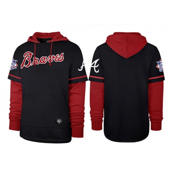 Men Atlanta Braves Black Red Pullover Hoodie Men Atlanta Braves Black Red Pullover Hoodie