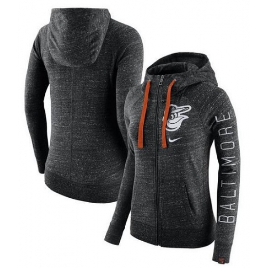 MLB Baltimore Orioles Nike Women Vintage Full Zip Hoodie Heather Black MLB Baltimore Orioles Nike Women Vintage Full Zip Hoodie Heather Black