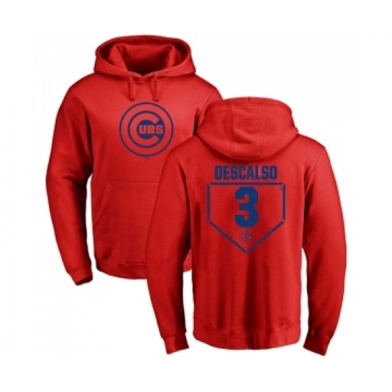 Men Baseball Chicago Cubs 3 Daniel Descalso Red RBI Pullover Hoodie Men Baseball Chicago Cubs 3 Daniel Descalso Red RBI Pullover Hoodie
