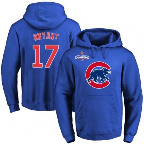 Men Chicago Cubs 17 Kris Bryant Blue 2016 World Series Champions Primary Logo Pullover MLB Hoodie Men Chicago Cubs 17 Kris Bryant Blue 2016 World Series Champions Primary Logo Pullover MLB Hoodie