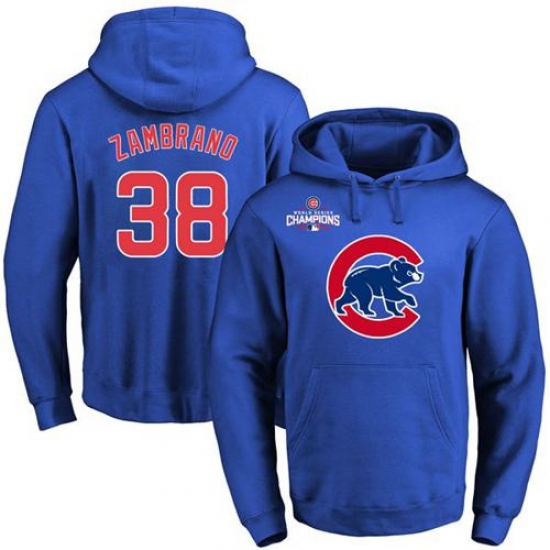 Men Chicago Cubs 38 Carlos Zambrano Blue 2016 World Series Champions Primary Logo Pullover MLB Hoodie Men Chicago Cubs 38 Carlos Zambrano Blue 2016 World Series Champions Primary Logo Pullover MLB Hoodie