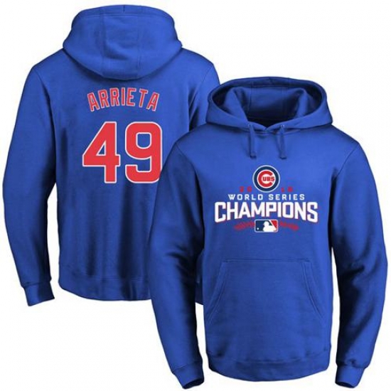 Men Chicago Cubs 49 Jake Arrieta Blue 2016 World Series Champions Pullover MLB Hoodie Men Chicago Cubs 49 Jake Arrieta Blue 2016 World Series Champions Pullover MLB Hoodie