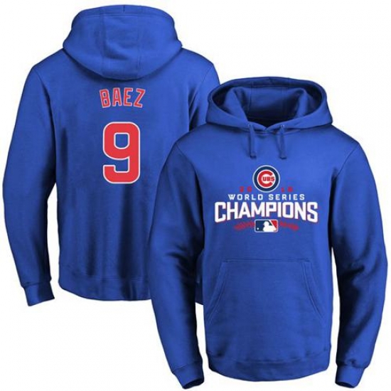 Men Chicago Cubs 9 Javier Baez Blue 2016 World Series Champions Pullover MLB Hoodie Men Chicago Cubs 9 Javier Baez Blue 2016 World Series Champions Pullover MLB Hoodie