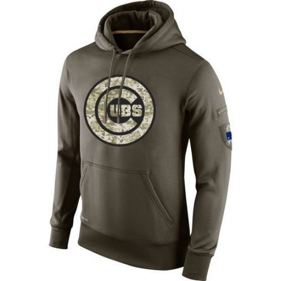 Men MLB Chicago Cubs Nike Olive Salute To Service KO Performance Hoodie Men MLB Chicago Cubs Nike Olive Salute To Service KO Performance Hoodie