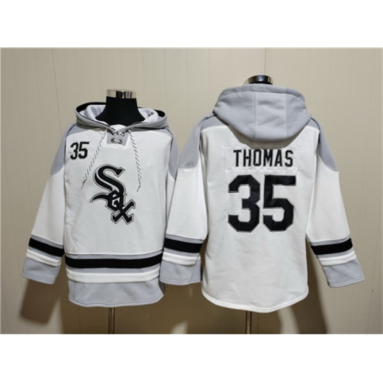 Men Chicago White Sox 35 Frank Thomas White Ageless Must Have Lace Up Pullover Hoodie Men Chicago White Sox 35 Frank Thomas White Ageless Must Have Lace Up Pullover Hoodie