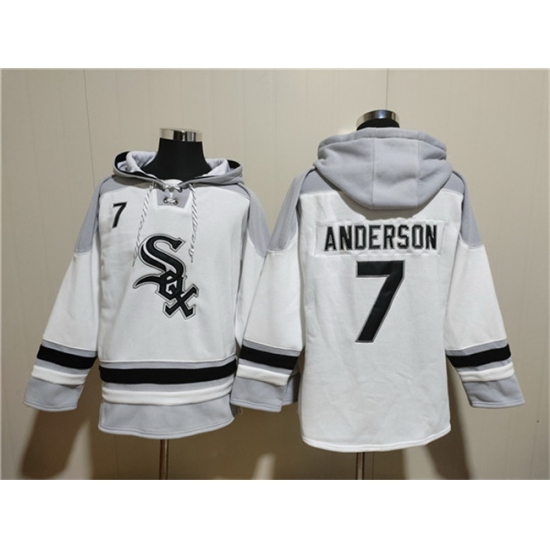 Men Chicago White Sox 7 Tim Anderson White Ageless Must Have Lace Up Pullover Hoodie Men Chicago White Sox 7 Tim Anderson White Ageless Must Have Lace Up Pullover Hoodie