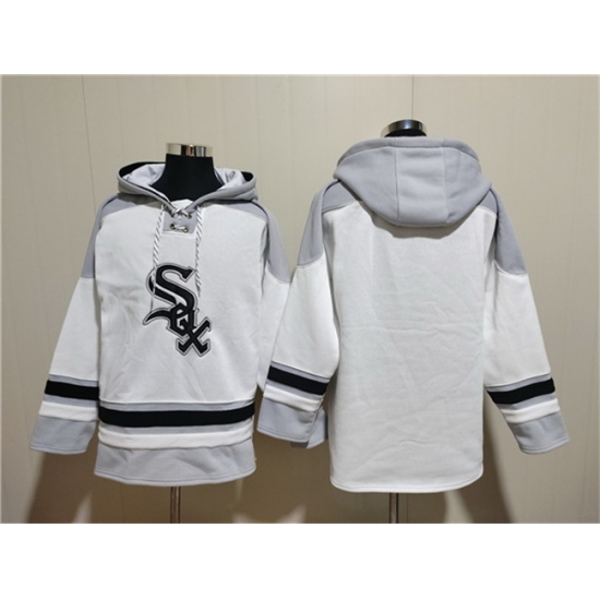 Men Chicago White Sox Blank White Ageless Must Have Lace Up Pullover Hoodie Men Chicago White Sox Blank White Ageless Must Have Lace Up Pullover Hoodie