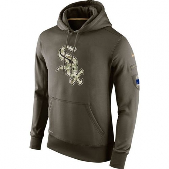 Men MLB Nike Chicago White Sox Olive Salute To Service KO Performance Hoodie Men MLB Nike Chicago White Sox Olive Salute To Service KO Performance Hoodie