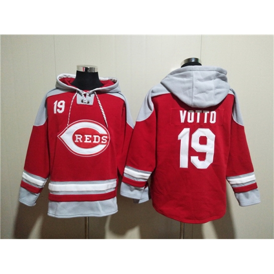 Men Cincinnati Reds 19 Joey Votto Red Ageless Must Have Lace Up Pullover Hoodie Men Cincinnati Reds 19 Joey Votto Red Ageless Must Have Lace Up Pullover Hoodie