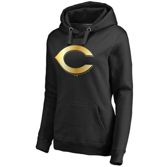 MLB Cincinnati Reds Women Gold Collection Pullover Hoodie Black MLB Cincinnati Reds Women Gold Collection Pullover Hoodie Black