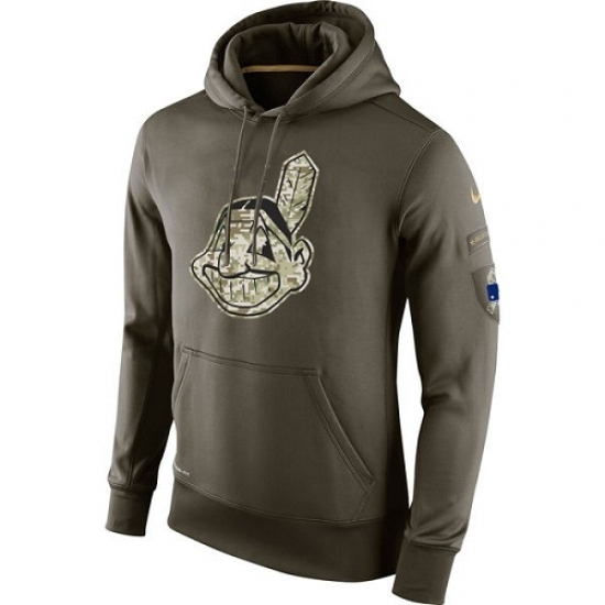 Men MLB Cleveland Indians Nike Olive Salute To Service KO Performance Hoodie Men MLB Cleveland Indians Nike Olive Salute To Service KO Performance Hoodie