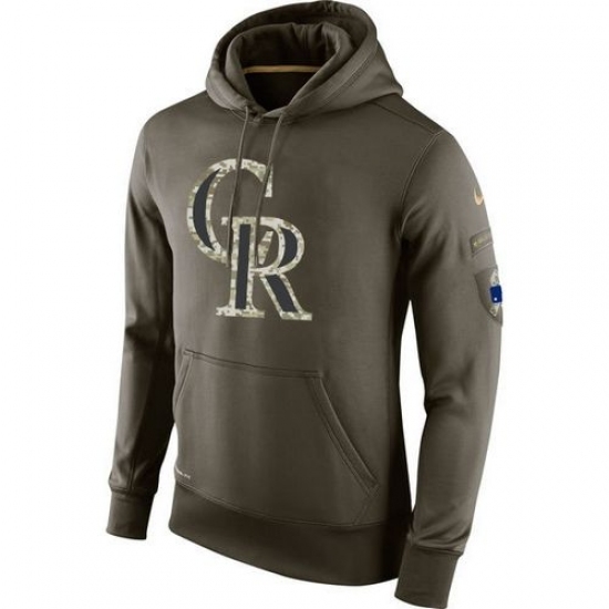 MLB Men Colorado Rockies Nike Olive Salute To Service KO Performance Hoodie MLB Men Colorado Rockies Nike Olive Salute To Service KO Performance Hoodie