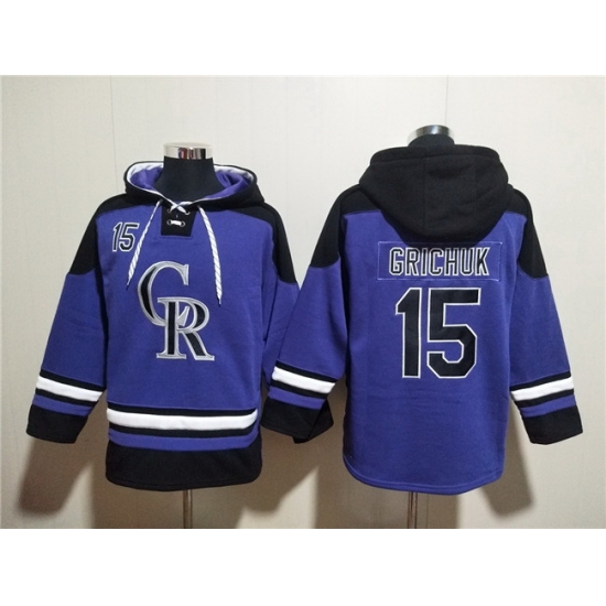 Men Colorado Rockies 15 Randal Grichuk Purple Ageless Must Have Lace Up Pullover Hoodie Men Colorado Rockies 15 Randal Grichuk Purple Ageless Must Have Lace Up Pullover Hoodie