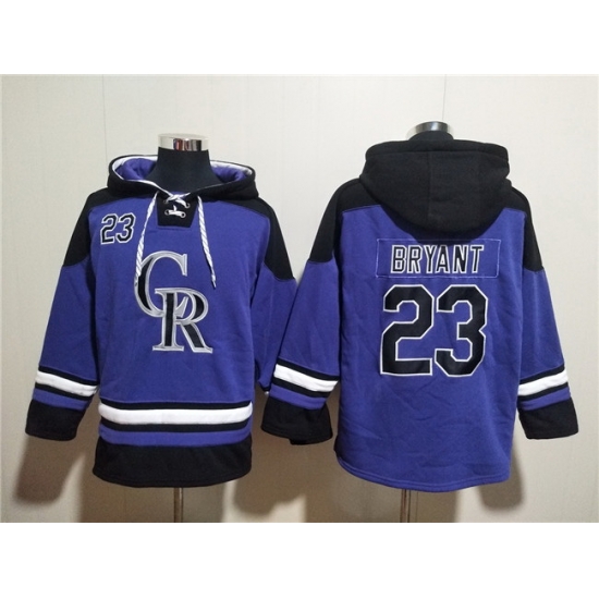 Men Colorado Rockies 23 Kris Bryant Purple Ageless Must Have Lace Up Pullover Hoodie Men Colorado Rockies 23 Kris Bryant Purple Ageless Must Have Lace Up Pullover Hoodie