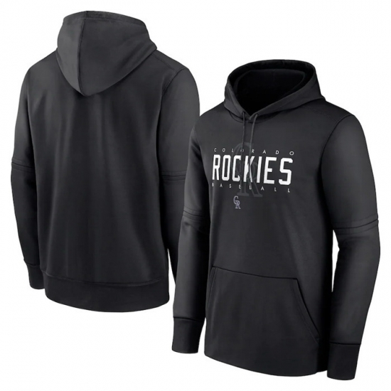 Men Colorado Rockies Black Pregame Performance Pullover Hoodie Men Colorado Rockies Black Pregame Performance Pullover Hoodie