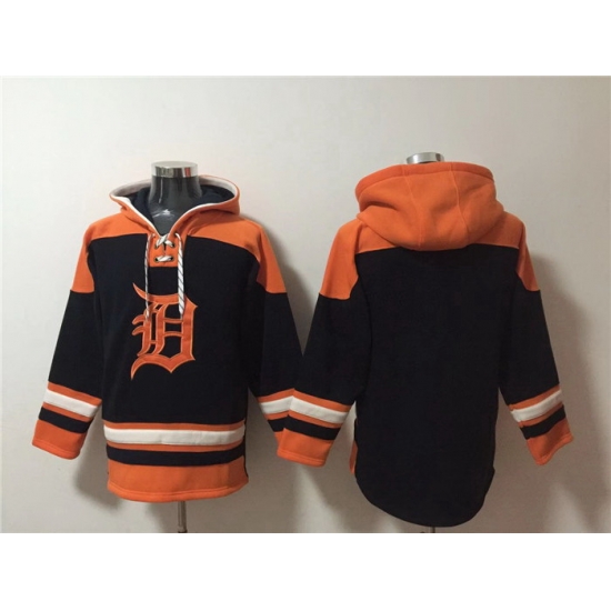 Men Detroit Tigers Blank Black Orange Lace Up Pullover Hoodie Men Detroit Tigers Blank Black Orange Lace Up Pullover Hoodie