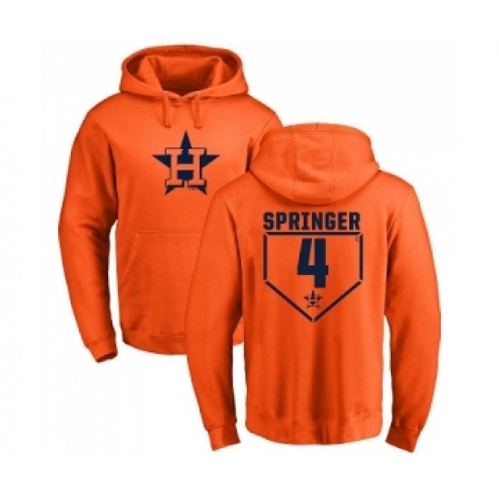 Men MLB Nike Houston Astros 4 George Springer Orange RBI Pullover Hoodie Men MLB Nike Houston Astros 4 George Springer Orange RBI Pullover Hoodie