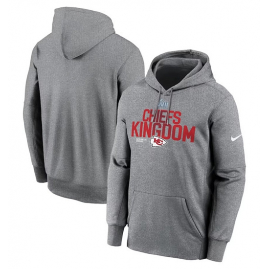 Men Kansas City Chiefs Gray Super Bowl LVII Champions Local Pack Therma Performance Pullover Hoodie Men Kansas City Chiefs Gray Super Bowl LVII Champions Local Pack Therma Performance Pullover Hoodie