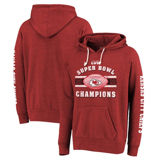 Men Kansas City Chiefs Red Super Bowl LVII Champions Always Champs Tri Blend Pullover Hoodie Men Kansas City Chiefs Red Super Bowl LVII Champions Always Champs Tri Blend Pullover Hoodie