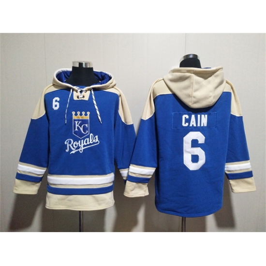 Men Kansas City Royals 6 Lorenzo Cain Blue Ageless Must Have Lace Up Pullover Hoodie Men Kansas City Royals 6 Lorenzo Cain Blue Ageless Must Have Lace Up Pullover Hoodie
