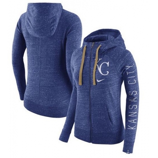 MLB Kansas City Royals Nike Women Vintage Full Zip Hoodie Heather Roya MLB Kansas City Royals Nike Women Vintage Full Zip Hoodie Heather Roya
