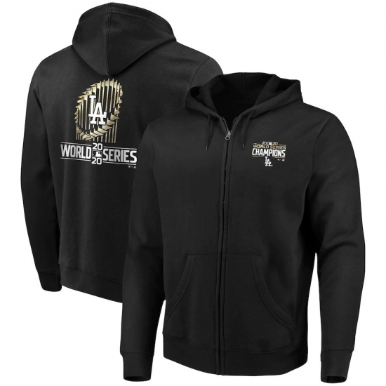 Men Los Angeles Dodgers 2020 World Series Champions Full Zip Hoodie Black Men Los Angeles Dodgers 2020 World Series Champions Full Zip Hoodie Black
