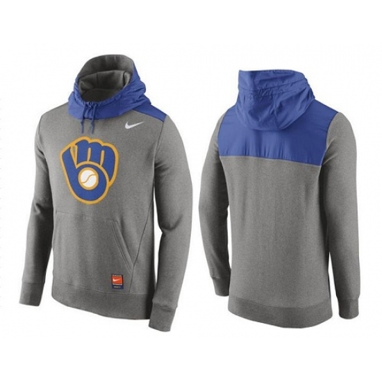 MLB Men Milwaukee Brewers Nike Gray Cooperstown Collection Hybrid Pullover Hoodie MLB Men Milwaukee Brewers Nike Gray Cooperstown Collection Hybrid Pullover Hoodie