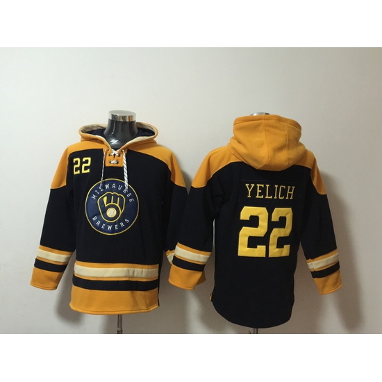 Men Milwaukee Brewers 22 Christian Yelich Stitched Hoodie Men Milwaukee Brewers 22 Christian Yelich Stitched Hoodie