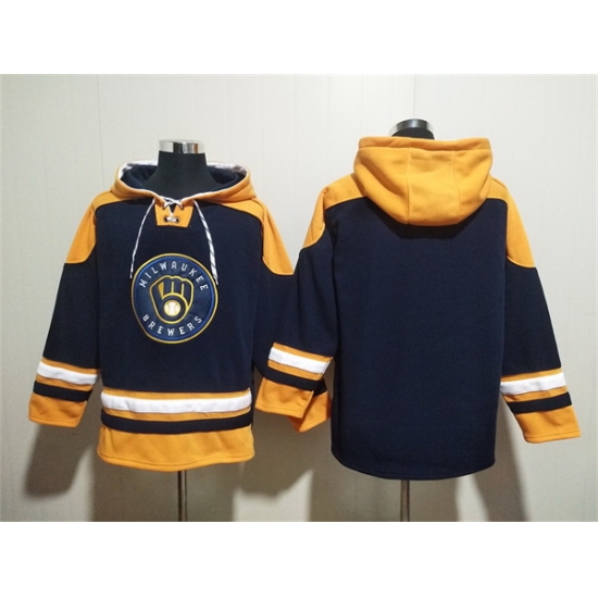 Men Milwaukee Brewers Blank Black Gold Ageless Must Have Lace Up Pullover Hoodie Men Milwaukee Brewers Blank Black Gold Ageless Must Have Lace Up Pullover Hoodie