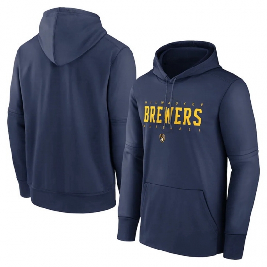 Men Milwaukee Brewers Navy 2022 Therma Performance Pullover Hoodie Men Milwaukee Brewers Navy 2022 Therma Performance Pullover Hoodie