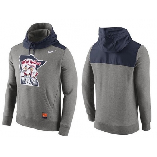 MLB Men Minnesota Twins Nike Gray Cooperstown Collection Hybrid Pullover Hoodie MLB Men Minnesota Twins Nike Gray Cooperstown Collection Hybrid Pullover Hoodie