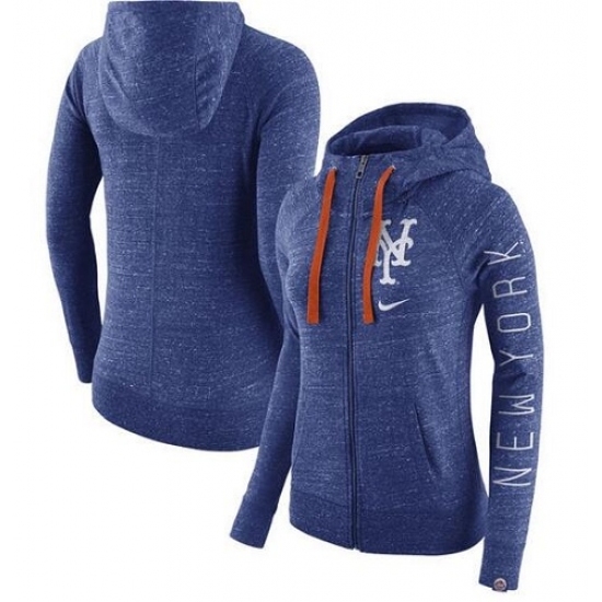 MLB New York Mets Nike Women Vintage Full Zip Hoodie Heather Royal MLB New York Mets Nike Women Vintage Full Zip Hoodie Heather Royal