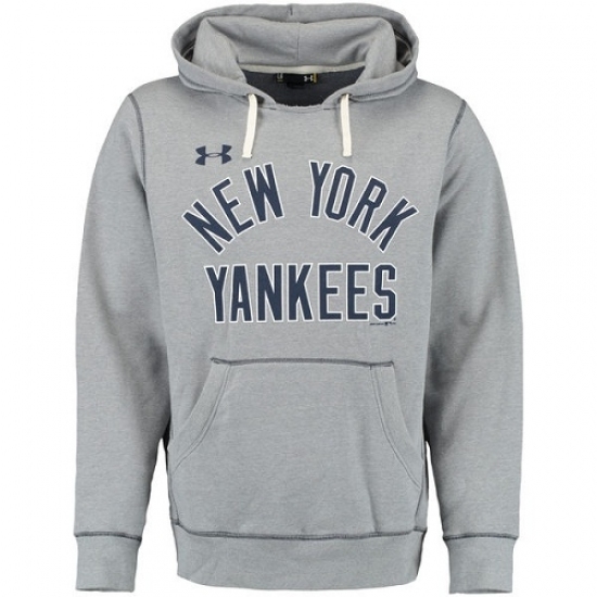 Men MLB New York Yankees Under Armour Legacy Fleece Hoodie Gray Men MLB New York Yankees Under Armour Legacy Fleece Hoodie Gray