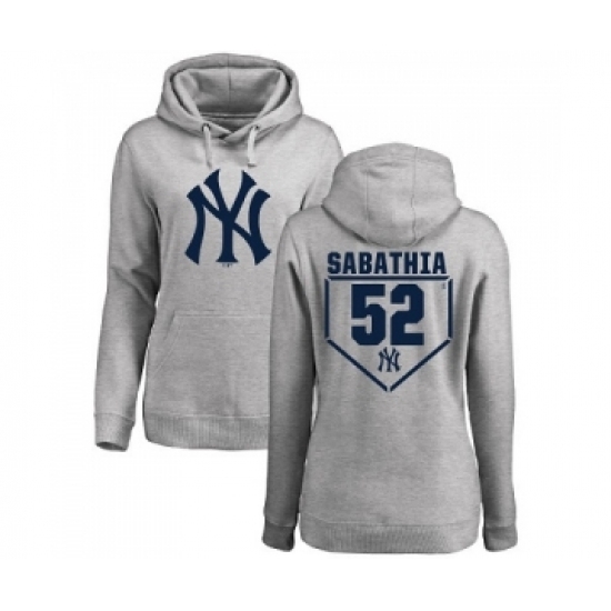 MLB Women Nike New York Yankees 52 CC Sabathia Gray RBI Pullover Hoodie MLB Women Nike New York Yankees 52 CC Sabathia Gray RBI Pullover Hoodie