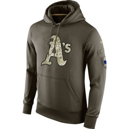 MLB Men Nike Oakland Athletics Nike Olive Salute To Service KO Performance Hoodie MLB Men Nike Oakland Athletics Nike Olive Salute To Service KO Performance Hoodie