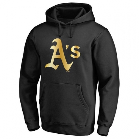 Men MLB Oakland Athletics Gold Collection Pullover Hoodie Black Men MLB Oakland Athletics Gold Collection Pullover Hoodie Black