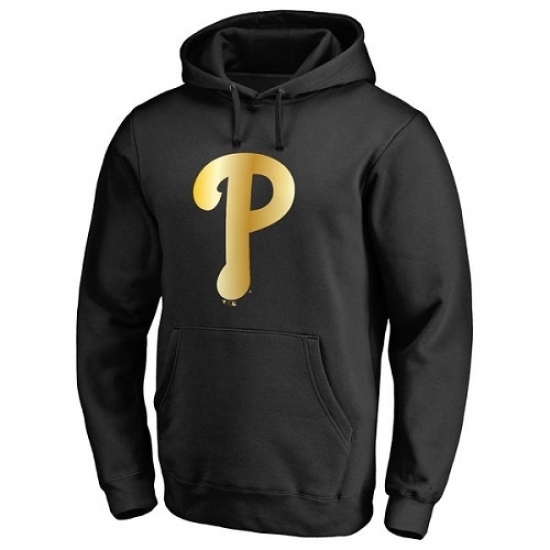 Men MLB Philadelphia Phillies Gold Collection Pullover Hoodie Black Men MLB Philadelphia Phillies Gold Collection Pullover Hoodie Black