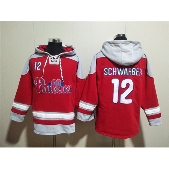 Men Philadelphia Phillies 12 Kyle Schwarber Red Ageless Must Have Lace Up Pullover Hoodie Men Philadelphia Phillies 12 Kyle Schwarber Red Ageless Must Have Lace Up Pullover Hoodie