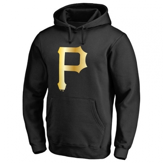 Men MLB Pittsburgh Pirates Gold Collection Pullover Hoodie Black Men MLB Pittsburgh Pirates Gold Collection Pullover Hoodie Black