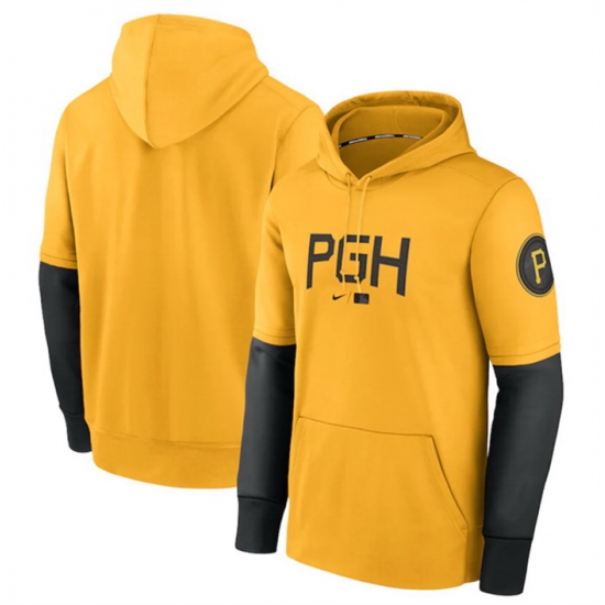 Men Pittsburgh Pirates Gold 2023 City Connect Therma Performance Pullover Hoodie Men Pittsburgh Pirates Gold 2023 City Connect Therma Performance Pullover Hoodie