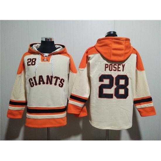Men San Francisco Giants 28 Buster Posey Cream Ageless Must Have Lace Up Pullover Hoodie Men San Francisco Giants 28 Buster Posey Cream Ageless Must Have Lace Up Pullover Hoodie