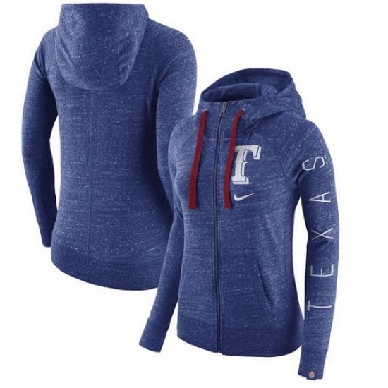 MLB Texas Rangers Nike Women Vintage Full Zip Hoodie Heather Royal MLB Texas Rangers Nike Women Vintage Full Zip Hoodie Heather Royal