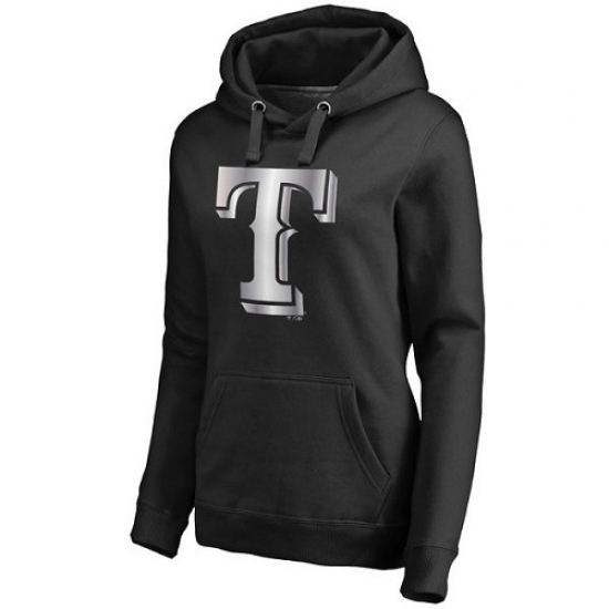 MLB Texas Rangers Women Platinum Collection Pullover Hoodie Black MLB Texas Rangers Women Platinum Collection Pullover Hoodie Black