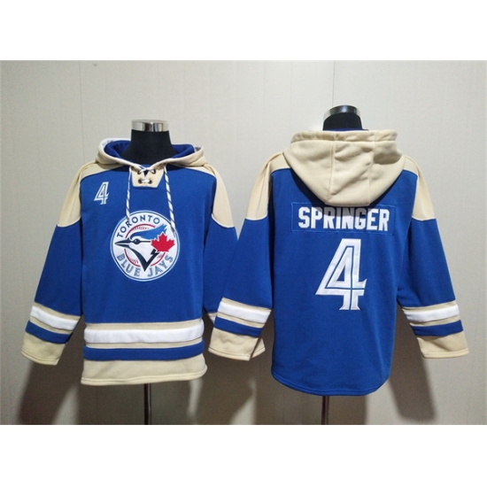 Men Toronto Blue Jays 4 George Springer Royal Ageless Must Have Lace Up Pullover Hoodie Men Toronto Blue Jays 4 George Springer Royal Ageless Must Have Lace Up Pullover Hoodie